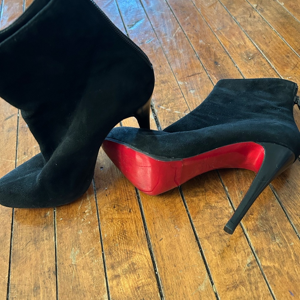 Christian Louboutin Black and Red Heeled Boots